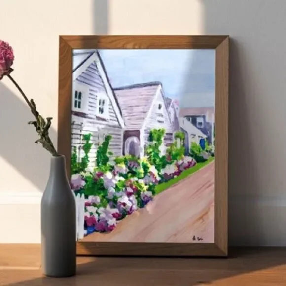 Nantucket Watercolor Hydrangeas Art Print - Picture 4 of 4